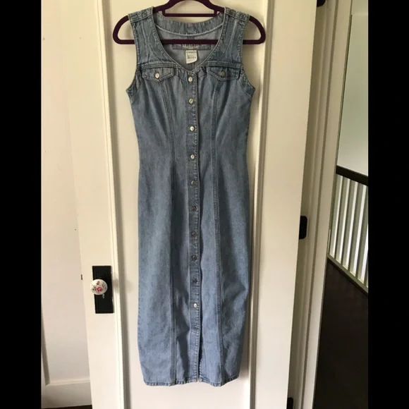Z. Cavaricci Vintage Button Down Denim Dress Vneck Sleeveless Mint Condition - Picture 11 of 15